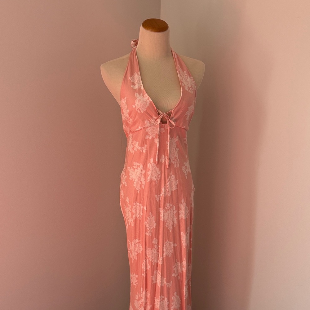 wild fable Pink Halter Floral Maxi Dress